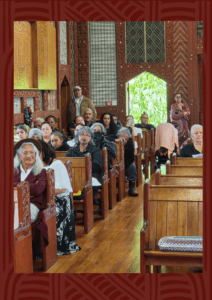 The congregation gathers at Meri Kuia (St Mary's Church, Tikitiki) for Easter Sunday worship